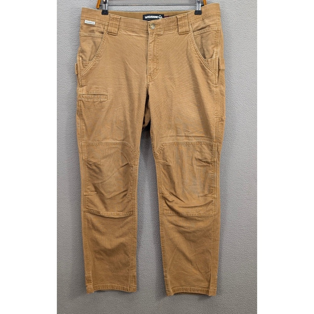 Wolverine Men's Brown Canvas Utility Carpenter Work Pants 38x32 Stretch Casual